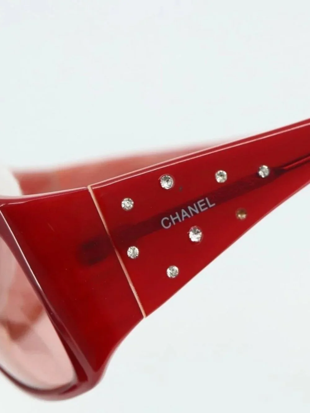 CHANEL Sunglasses plastic Red CC Auth 179323A